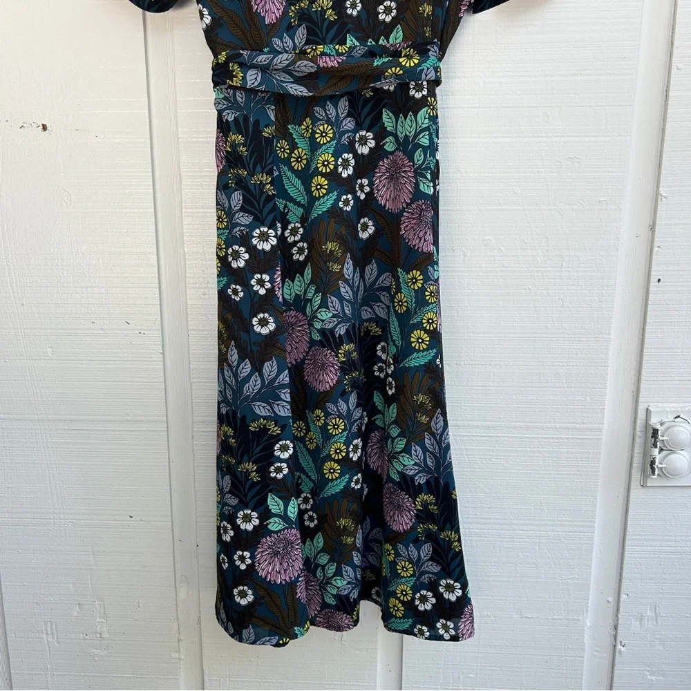 J. Crew Floral Print Dress - Black, Purple, Green - Picture 10 of 14